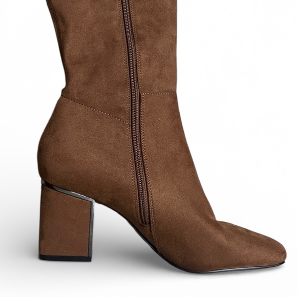 DKNY Cilli Boot Over the Knee / Pecan Brown Vegan Suede Partial Zipper Size 9 - Picture 4 of 17